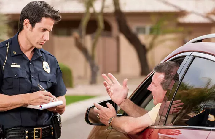 Driver being pulled over by a police officer